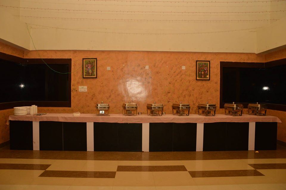 The hall set out with chairs.
